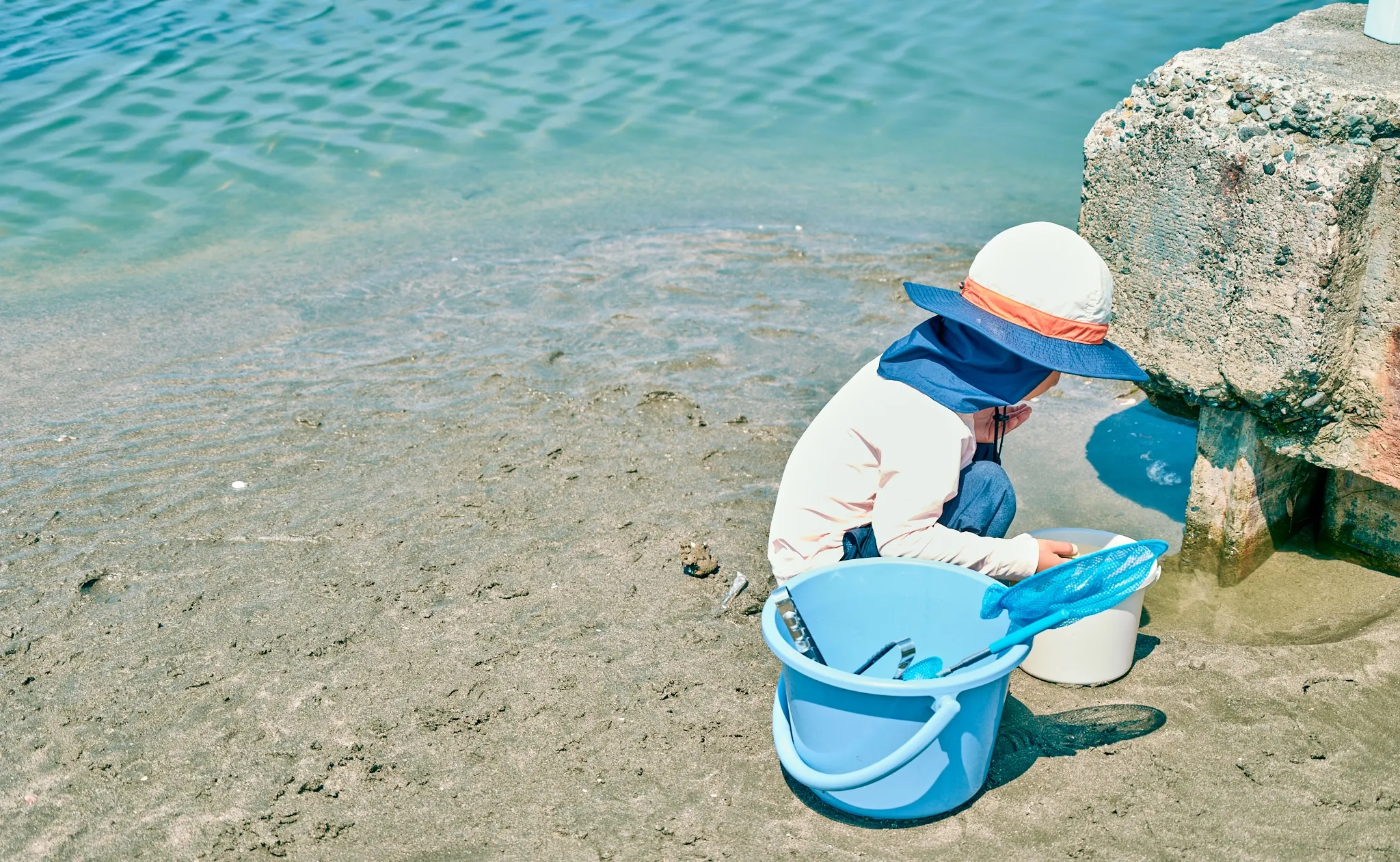 Children playing in nature at Yuigahama